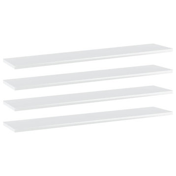 vidaXL Bookshelf Boards Wall Shelving 4 Pcs High Gloss White Engineered Wood