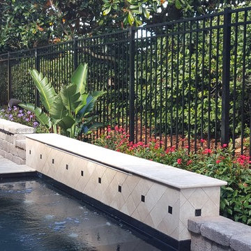 Cedar Wall + Aluminum Swimming Pool Fence