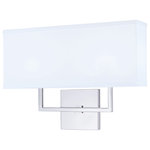 Norwell Lighting - Maxwell 2 Light Indoor Sconce (8986-CH-WS) - Norwell Lighting 8986-CH-WS Contemporary / Classic style 2 light Maxwell Sconce in Chrome finish with White Shade. The oversized Maxwell sconce brings dramatic flair to any space. This transitional sconce features a geometric white shade floating on an angular arm. Light Bulb Data: 2 Incandescent 60 watt. Bulb included: No. Dimmable: yes.