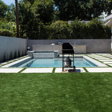 Outdoor Cooking Area, Pool, Artificial Turf and Concrete