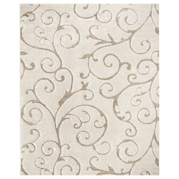 Safavieh Florida Shag Collection SG455 Rug, Cream/Beige, 8' X 10'