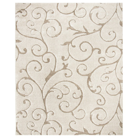 Safavieh Florida Shag Collection SG455 Rug, Cream/Beige, 11'x15'