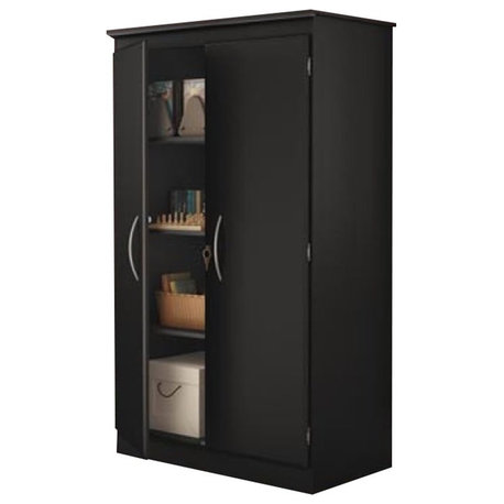 South Shore Park 2 Door Storage Cabinet in Solid Black Finish