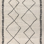 JONATHAN Y - Zaina Moroccan Beni Souk Area Rug, Cream/Black, 5 X 8 - Inspired by vintage Beni Ourain Moroccan rugs, our modern version is power-loomed with a short pile. Diamonds and geometric forms are woven in black on a field of ivory; the mingled threads recall traditional handwoven rugs. Add some Bohemian style to your home with this easy-care rug.