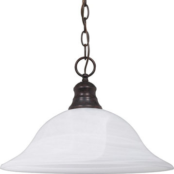 Transitional 1 Lt Hanging Dome Pendant, Old Bronze Finish With Alabaster Glass