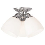 Livex Lighting - Somerville Ceiling Mount, Chrome - Not quite contemporary, not fully traditional. Intriguing concepts of basic shapes complement a polished chrome finish and hand blown satin opal white glass.