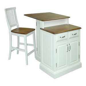 Home Styles Woodbridge Two Tier Kitchen Island In White And Oak