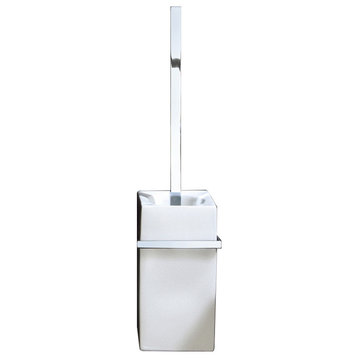 DW 6201 Free Standing Toilet Brush Holder in Chrome/Ceramic White
