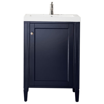 Britannia 24" Single Vanity Cabinet, Navy Blue W/ White Glossy  Countertop