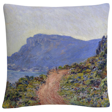 Monet 'La Corniche Near Monaco' 16"x16" Decorative Throw Pillow