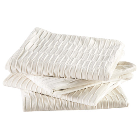 Pleated Velvet Pillow Cover 4 Piece Set, Gardenia, 20" X 20"