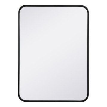 Ellis Soft Corner Metal Rectangular Mirror, 22"x30", Black