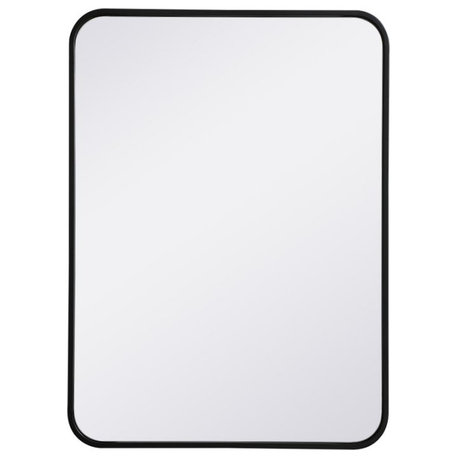 Ellis Soft Corner Metal Rectangular Mirror, 22"x30", Black