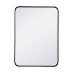 Ellis Soft Corner Metal Rectangular Mirror, 22"x30", Black