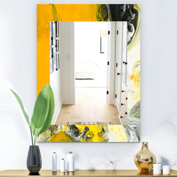 Designart Marbled Yellow 6 Modern Frameless Vanity Mirror, 28x40
