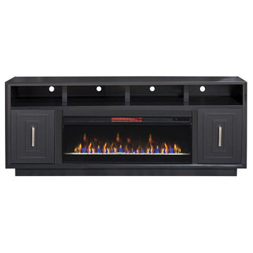Black Finish Solid Wood Fireplace TV stand.
