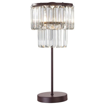 Bronze-Clear Accent Table Lamp Made Of Crystal And Metal A Clear Crystal Shade