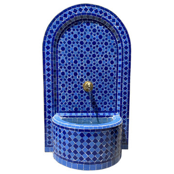 Blue Moroccan Arch Tile Fountain