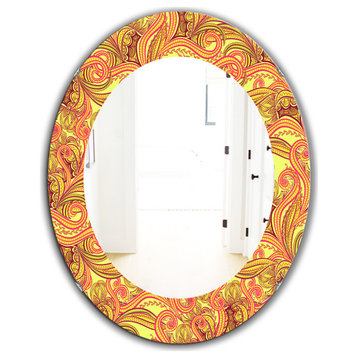 Designart Ornament Ethnic Bohemian Eclectic Frameless Oval Or Round Wall Mirror,