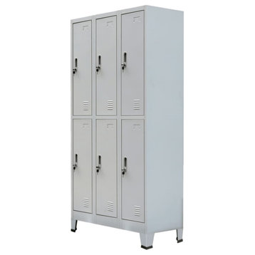 Vidaxl Locker Cabinet With 6 Compartments Steel 35.4"x17.7"x70.9" Gray