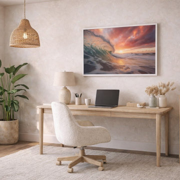 Crimson Coastline Modern Organic Style Wall Art