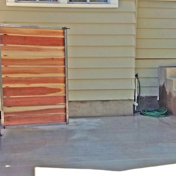Concrete Patio & Steps; Redwood Gate w/Metal Frame