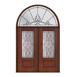 Prehung Transom Double Door 80 Fiberglass Brazos 3/4 Lite Glass - Front Doors