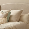 Shelter Style Upholstered Wingback Queen Bed in Lunar Linen Beige