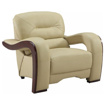 Salvatore Contemporary Premium Leather Chair, Beige
