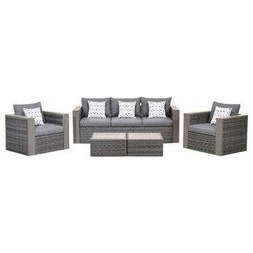 International Home Atlantic 5 Piece Outdoor Sofa Set in Gray