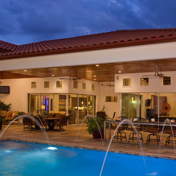 Infinity Edge Pool With Fire Feature