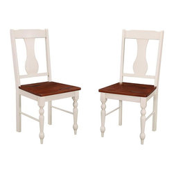 Brown and White Wood Dining Chair (Set of 2) - Dining Chairs