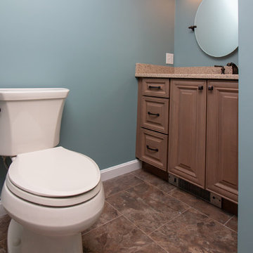 Transitional Aroma vanity Downstairs bath remodel w/Alterna Messa floor