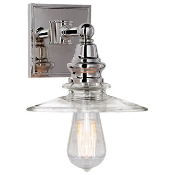 Covington Shield Sconce in Polished Nickel with Clear Glass