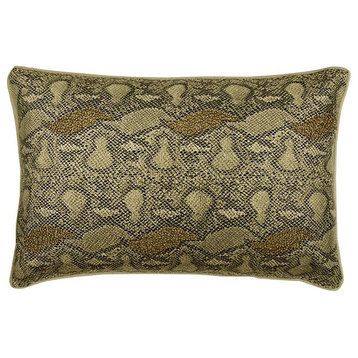 Gold Faux Leather 12"x24" Oblong Chair Pillow Case Beaded - Animal Bling