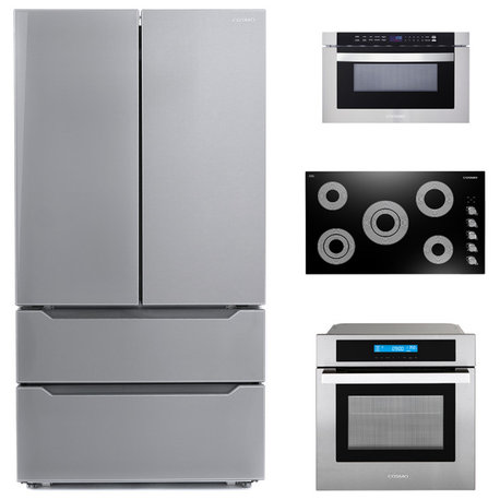 4PC Package 36" Electric Cooktop 24" Oven 24" Microwave Drawer & Refrigerator