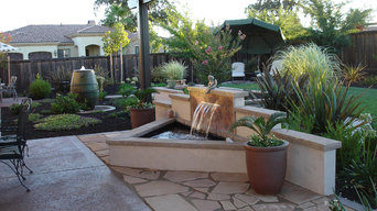 Water Feature with stucco and tile back splash