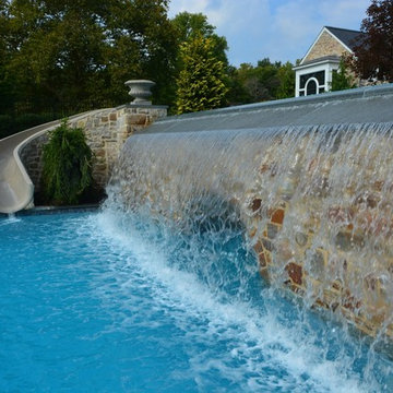 Infinity edge pool with underground grotto