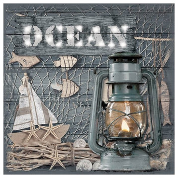 3D Canvas Ocean Sign With LED Lantern