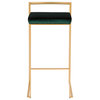 LumiSource Fuji Barstool, Gold With Green Velvet, Set of 2