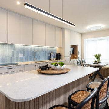 Kitchen Inspiration: Blue Metro Nolita Cielo Tile & Oak-Toned Flooring
