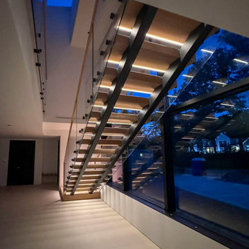 Project #126 | Contemporary Staircases with Integrated LEDs & Glass Railing