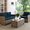 Bradenton 3-Piece Outdoor Wicker Seating Set With Cushions, Navy