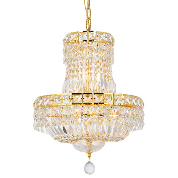 Elegant Lighting V2528D14/RC Tranquil 6 Light 14"W Crystal Empire - Gold