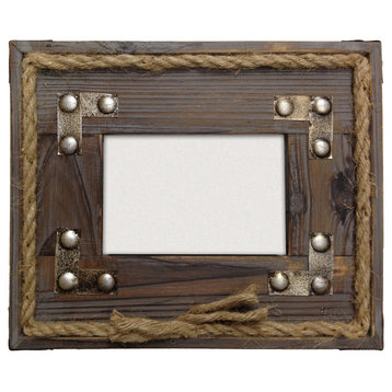 Wood With Metal Strips And Rope Frame