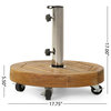 Bucy Outdoor 33lb Acacia Wood Circular Umbrella Base with Stainless Steel Tube