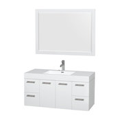 Amare 48" Single Vanity Acrylic Resin Integrated Sink 46" Mirror, Glossy White
