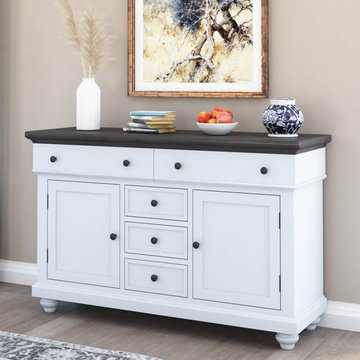 Morrilton Two Tone Mahogany Wood 5 Drawer Large Sideboard Cabinet