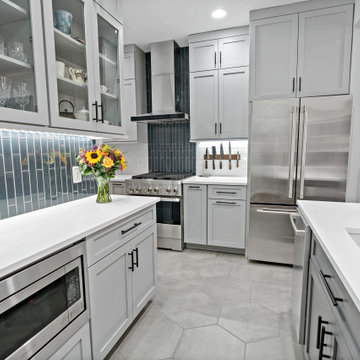 leek and Functional Kitchen with Glass Cabinets