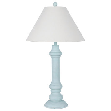 Polyresin 30" Table Lamp with Linen Shade, Light Blue (Set of 2)